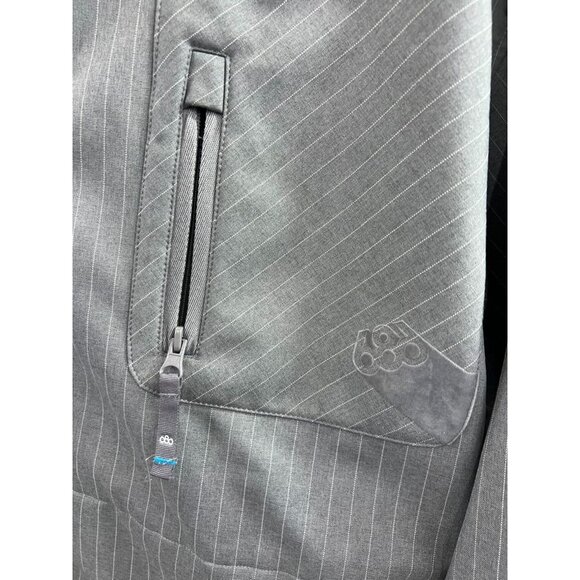 686 Men’s Sz. L Waterproof Hooded Snowboard Jacket Gray Pinstripe - Picture 2 of 11